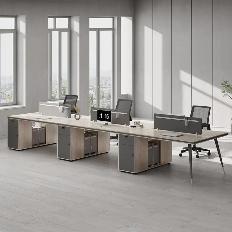 Staff Office Desk And Chair Combination Simple Modern Double Four Person Card Seat Station Staff Table Six Person Office