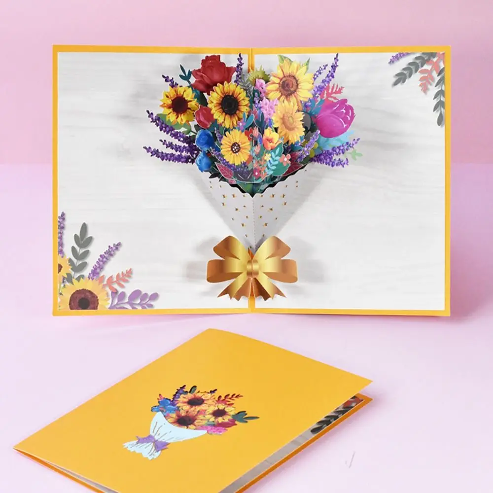 3D Bouquet Card Blessing Card Gift for Mothers Day Mom Wife Teacher's Day Pop Up Flower Greeting  All Occasions