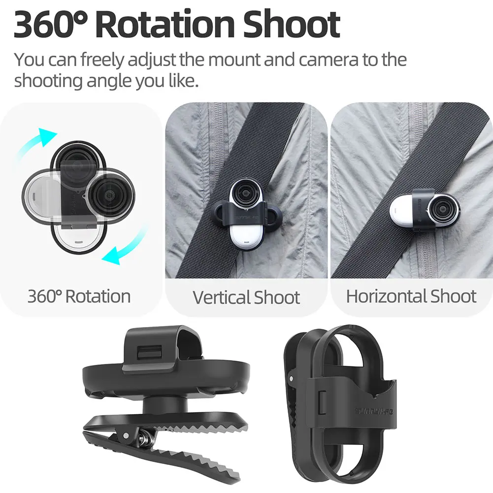 20/1PCS 360° Rotatable Backpack Clip Holder For Insta360 GO 3/3S Camera Mount Clamp Quick Release Hat Clips Cameras Accessories