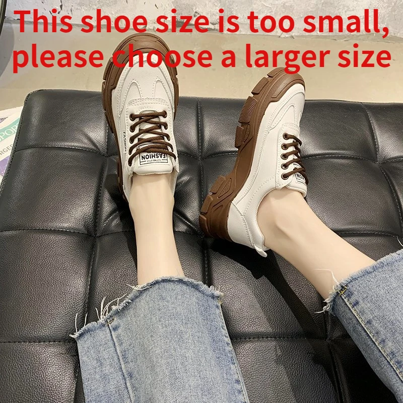 2022 New Four Seasons lace-up white shoes, women's flat leather shoes, women's whiteboard casual shoes, women's sports shoes 