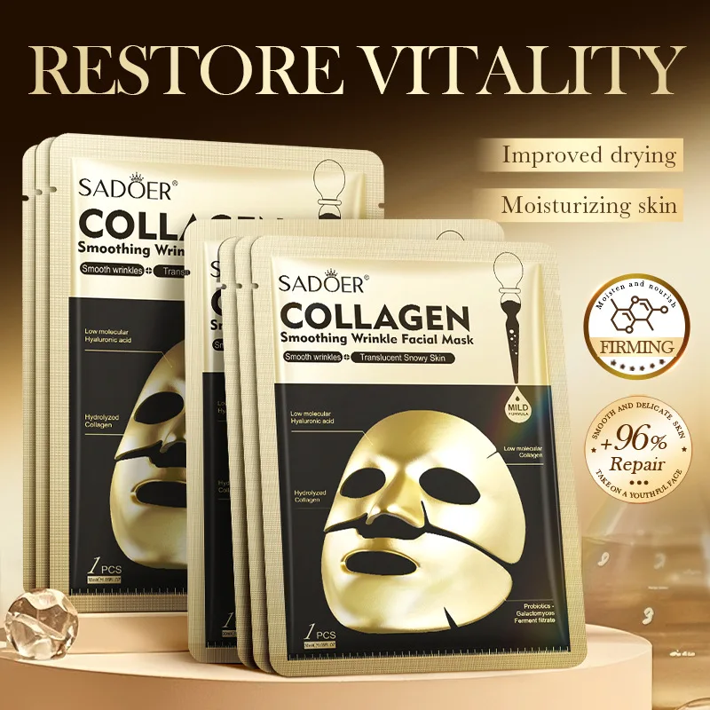 SADOER Golden Collagen Facial Masks Moisturizing Anti-Aging Anti Wrinkles Face Mask Sheet Collagen Masks Skin Care Product