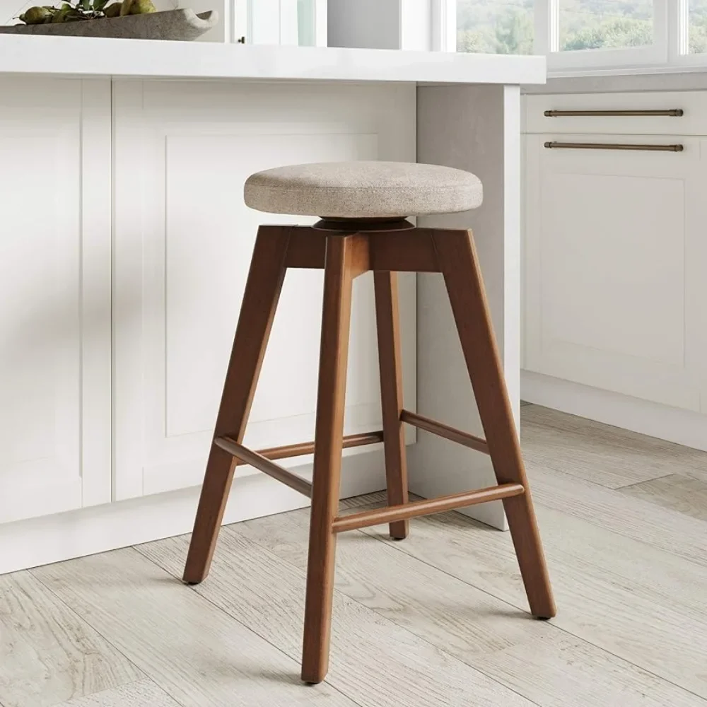 

LISM Amalia Backless Kitchen Counter Height Bar Stool, Solid Wood with 360 Swivel Seat Antique Coffee/Natural Wheat