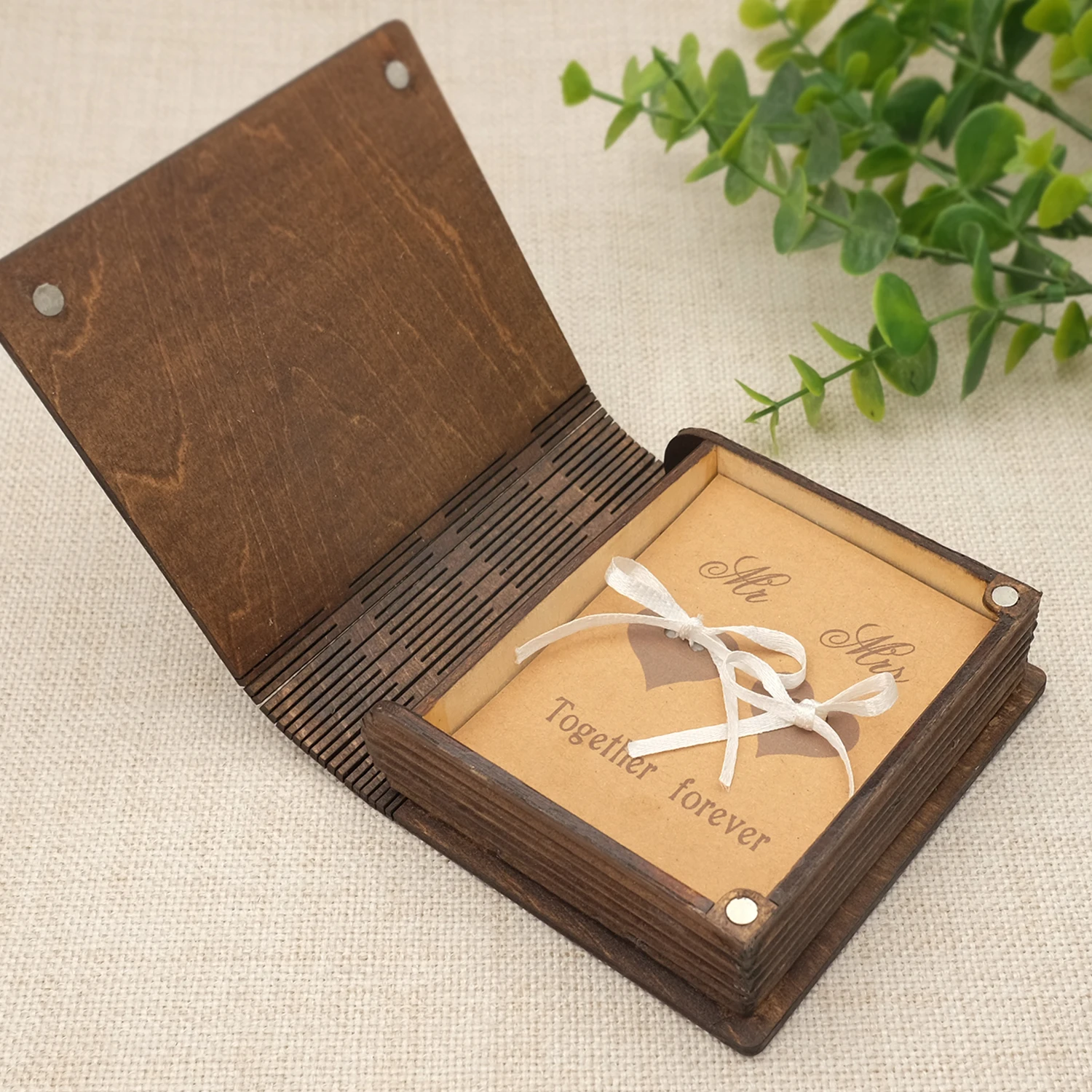 Boîte à Bagues De Fiançailles/mariage - Bois Massif, Doublure Velours, 2 Emplacements, Charnière Magnétique - Pour Cérémonie, Cadeau, Souvenir