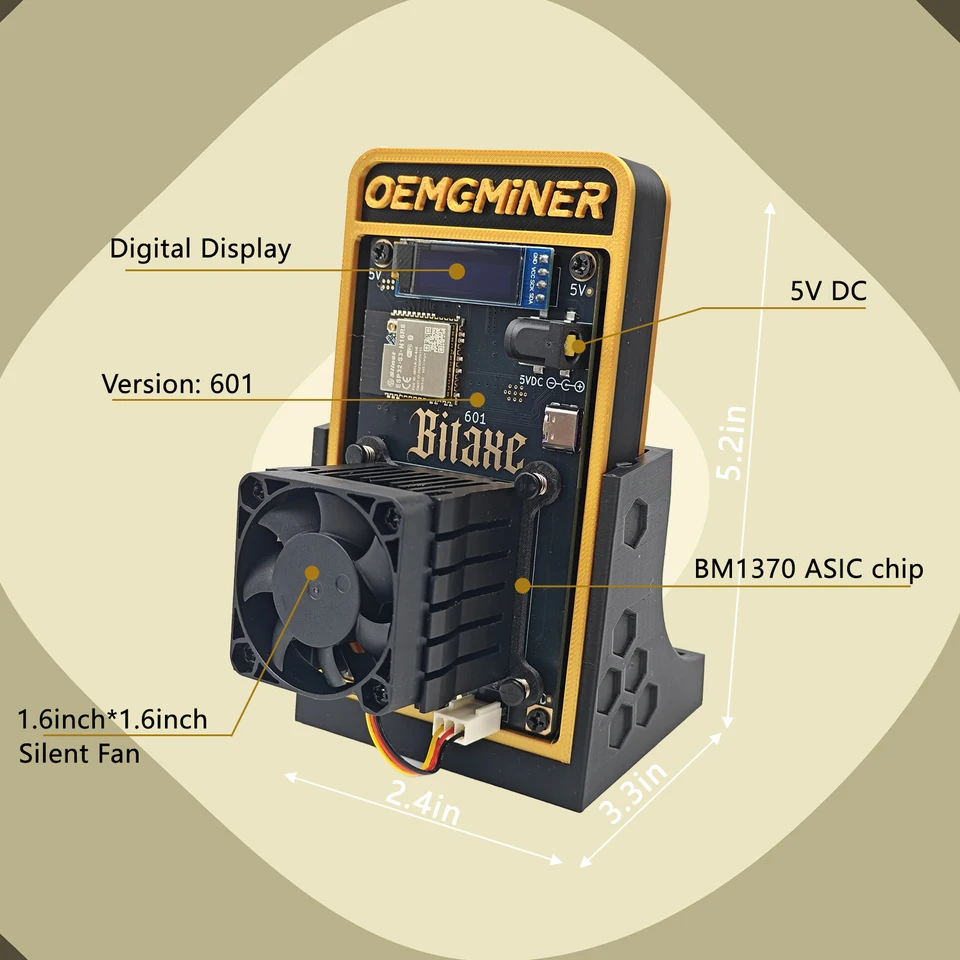 비트코인 채굴기 Bitaxe Gamma 601 솔로 채굴기 BM1370 칩, 와이파이 18W BTC 복권, Asic 사일런트 가정용 채굴기,  1.2TH/s - AliExpress
