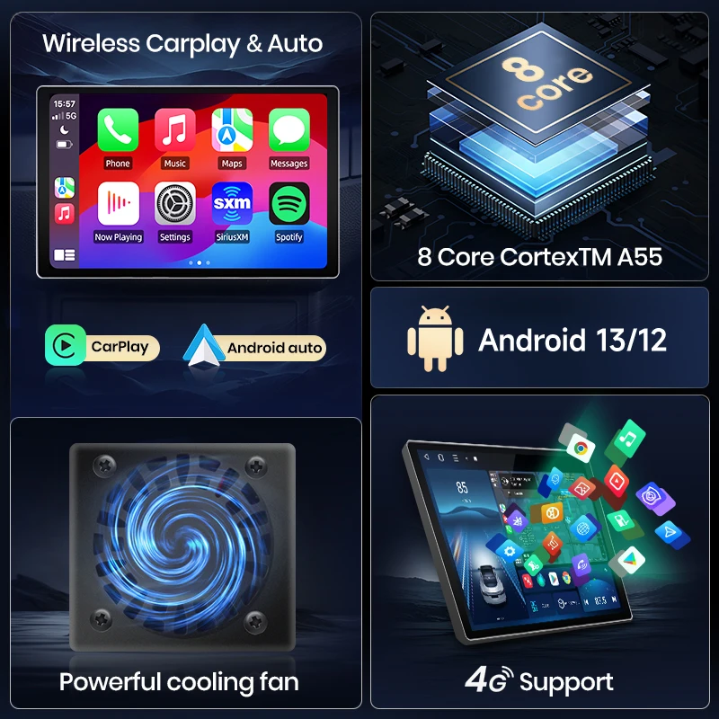 Radio de coche con pantalla QLED 2K para Jeep Renegade 2016-2020 inalámbrico CarPlay Android Auto Multimedia autoradio 3
