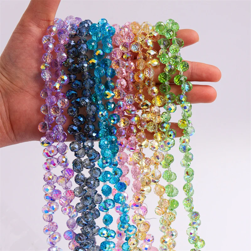 Austria AB Color Crystal Strawberry Beads 20/50PCS 8mm Shiny Faceted AAA+ Glass Beads for Jewelry Making DIY Bracelet Necklace crystal beads