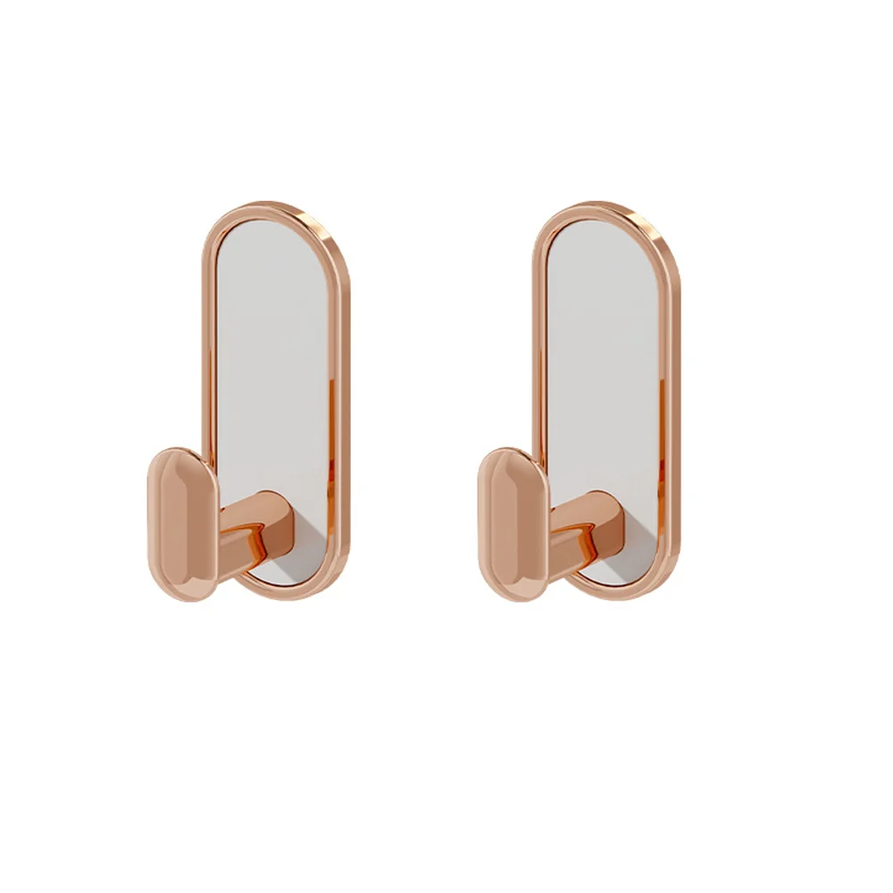 

2Pcs ABS Towel Hooks Durable Self Adhesive Wall Mount Coat Hooks Platinum Easy to Install Key Hooks Kitchen Bathroom