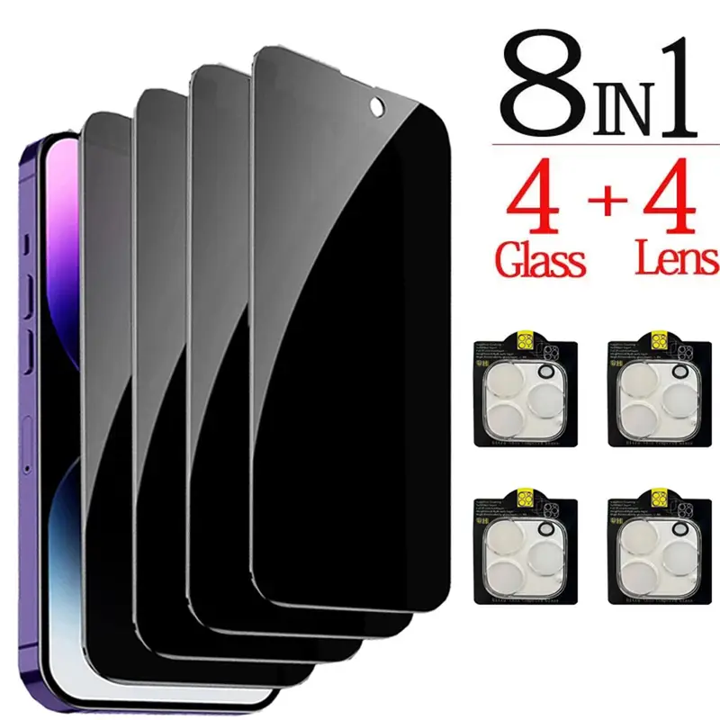 1~4PCS Anti-Spy Glass For iPhone 17 16 15 14 13 Pro Max Privacy Screen Protector & Camera Protection Film For iPhone15 12 11 Pro - Image 8