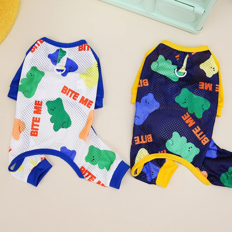 Pet teddy than bear small puppy puppy dog clothes anti-dirty sun protection four feet cool clothes summer mesh breathable