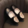Spring Autumn Children's Leather Shoes Causal Black School Girl Shoes Solid Color Kids Fashion Performance Flat Shoes Hook Loop 4