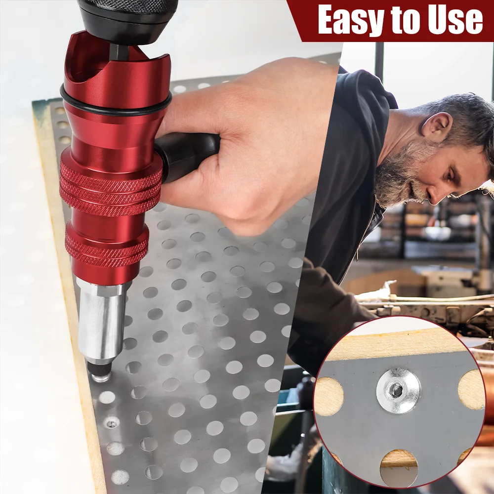 Upgraded Rivet Gun Electric Rivet Gun for 2.4mm-4.8mm Rivets Home Cordless Drilling Tool with Removable Plastic Handle