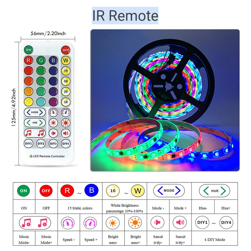 äο RGB RGBW  LED   Ʈѷ,  Ÿ̹ ũ , 38 Ű IR  , LED SP613E SP614E