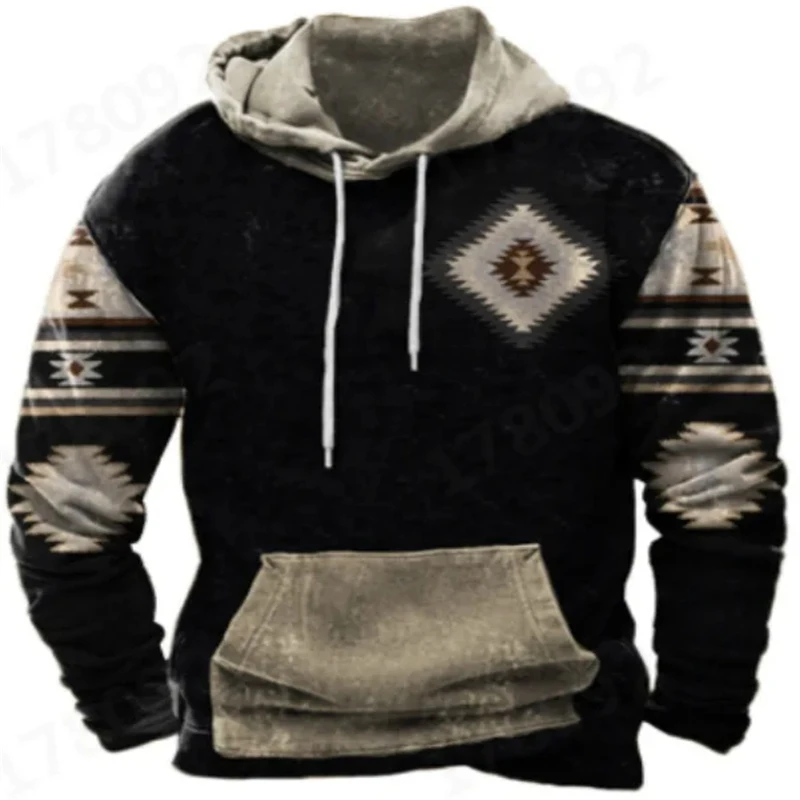 thumbnail image 1 of Sudadera con capucha con estampado gráfico vintage para hombre, jersey con estampado tradicional indio, sudaderas con capucha informales de gran tamaño, ropa para hombre, ropa unisex, 1 of 5