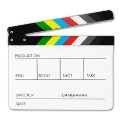 Acrylic Colorful Clapperboard Dry Erase Director's Slate Prop (WHITE)