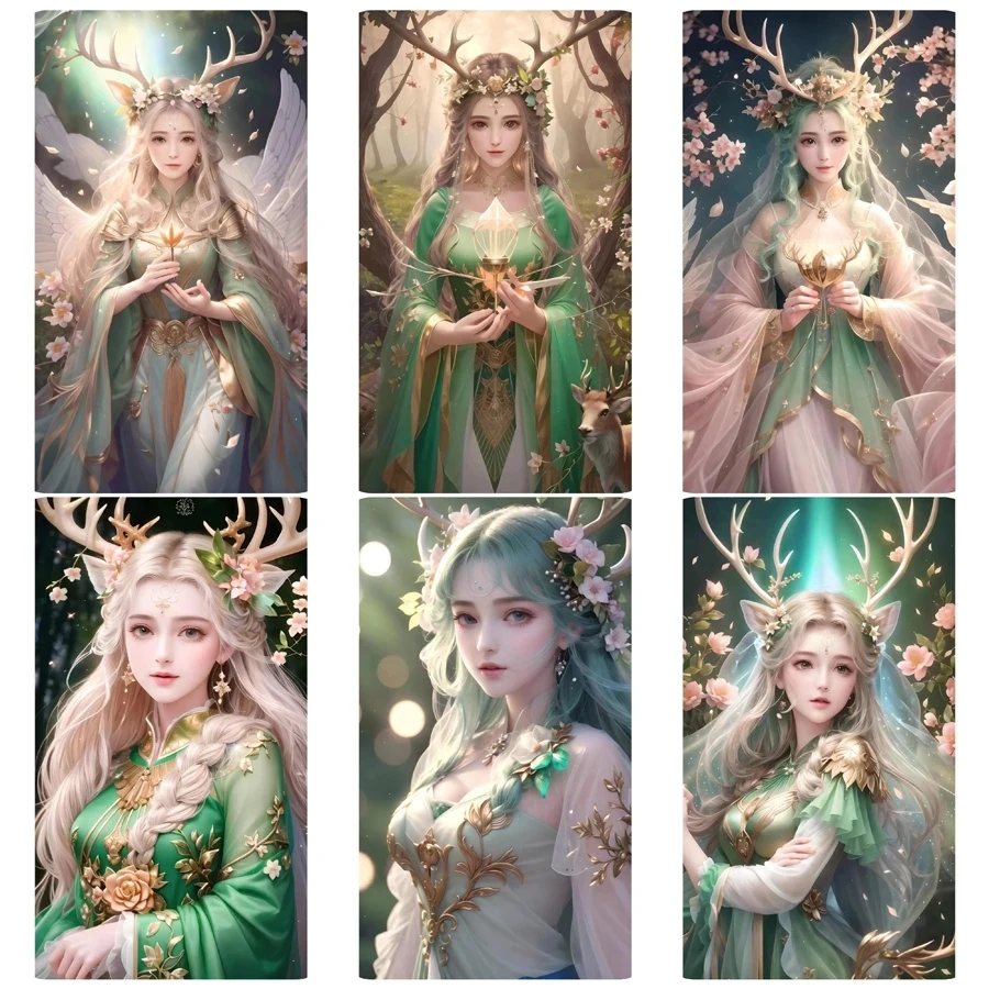 

Алмазная 5D Вышивка с изображением большого Фэнтези оленя эльфа для творчества, новинка 2023, алмазная живопись с полным заполнением, вышивка крестиком, мозаика, домашний декор S671