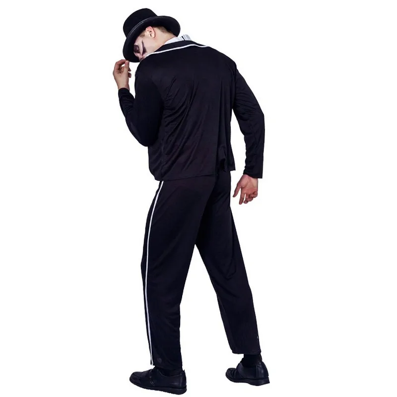 Men Halloween Evil Skeleton Magician Costumes Azrael Day of the Dead Cosplay Carnival Purim Nightclub Bar Role Play Party Dress