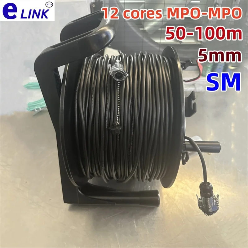 MPO 아머 광섬유 패치 코드, 12C TPU 싱글 모드 B 타입, 드럼 12 코어 SM 방수 야외 FTTH, 100m, 50m, 60m, 80m, 90m
