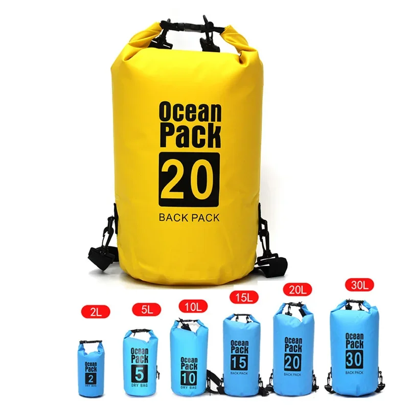 2L/5L/10L/15L/20L/30L PVC 야외 스포츠 방수 스토리지 드라이 가방 카누 카약 래프팅 수영 여행 키트 자루 배낭