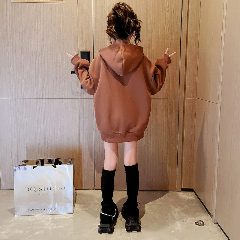 

Spring Autumn Fashion Casual Long Hoodies Kids Clothes for Girls Large Letter Print Tops Teens Clothing Loose Sweatshirts 4-14Y