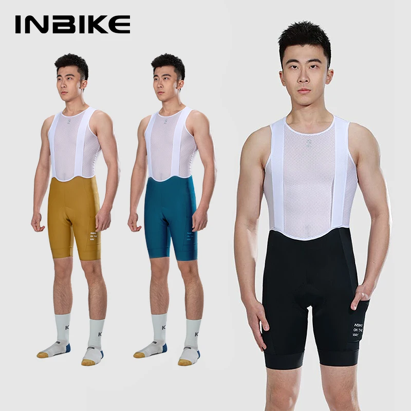 INBIKE Cycling Bib Shorts Man 3D Padded Shockproof MTB Bicycle Riding Short Pants Summer Road Bike