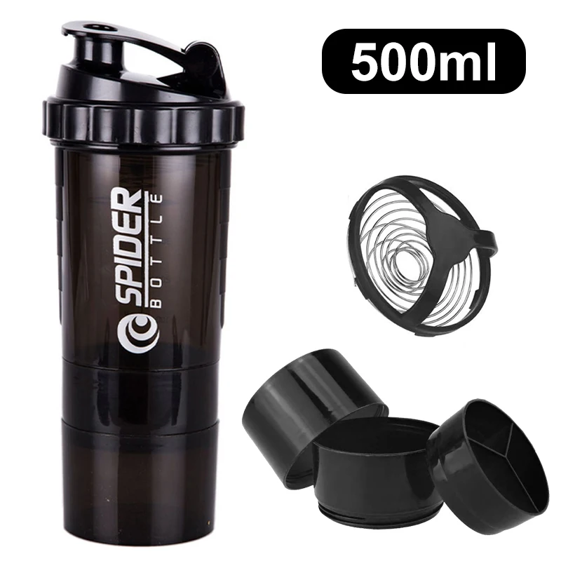 3 Layers Shaker Protein Bottle 550ml Whey Powder Shaker Cup Cute