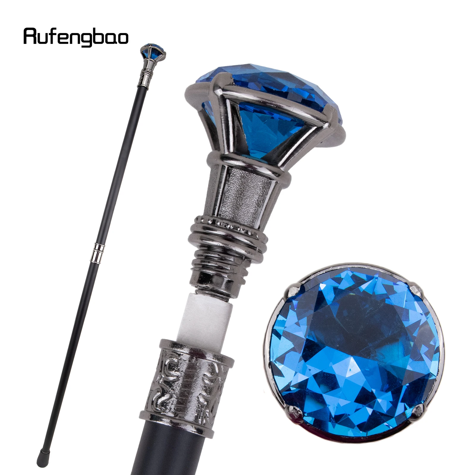 

Blue Diamond Type Silver Walking Stick with 26cm Hidden Sword Self Defense Fashion Cane Sword Cosplay Crosier Stick 93cm