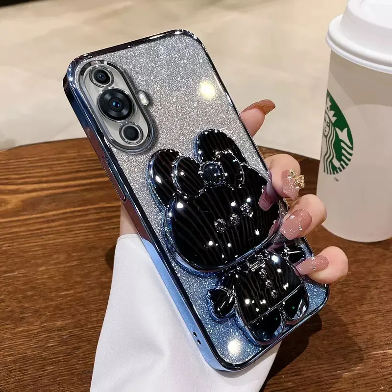 Luxury Glitter Mirror Rabbit Holder Shockproof Case