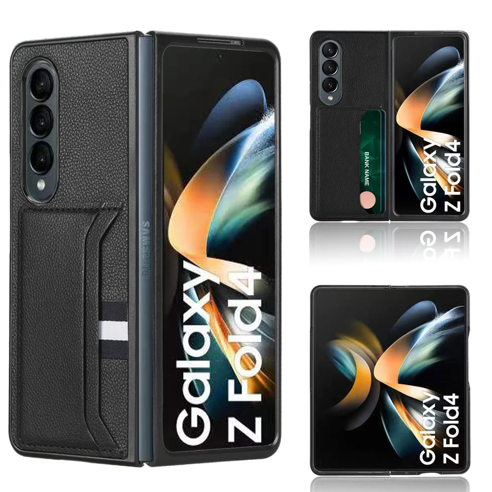 Per Samsung Galaxy Z Fold 4 Slot Per Schede Multiple Litchi Skin Pu Leather E Pc Book Cover Per Samsung Galaxy Z Fold4 Phone Case