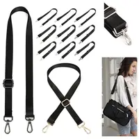 Sangle de sac en nylon pour femmes et hommes, poignées de remplacement réglables, ceinture amovible, poignée de sacs de messager, ceinture de sac à main, noir, mode initiée 5