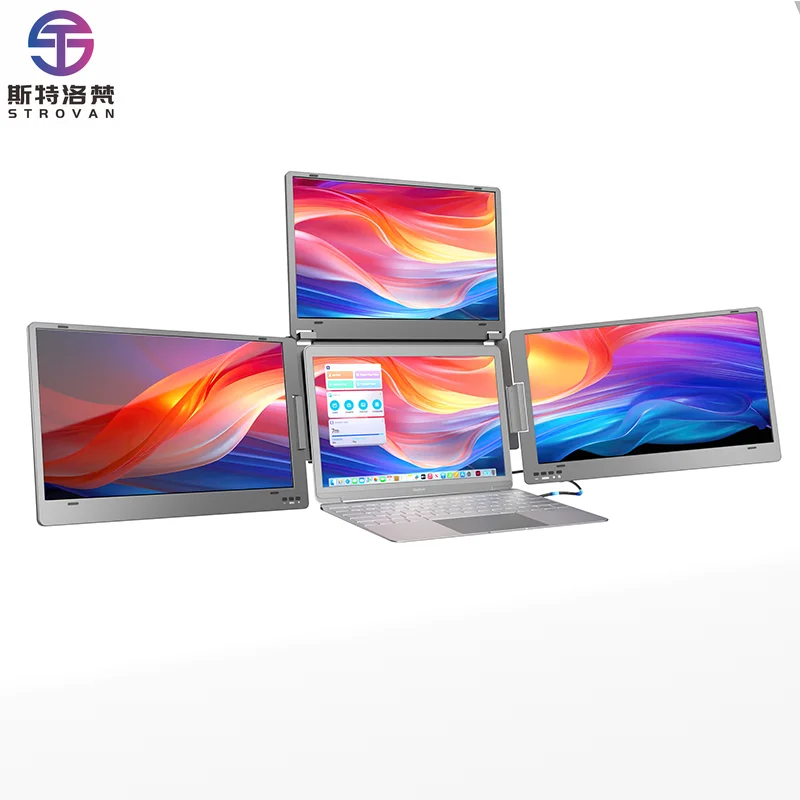 최신 트라이 스크린 14인치 노트북 확장기 쿼드러플 / IPS 패널 접이식 휴대..