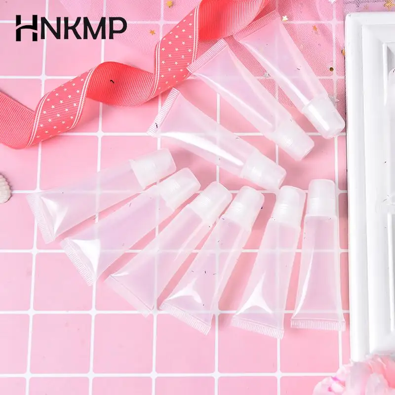 10pcs/pack 5ml Cosmetic Lip Gloss Empty Refillable Tubes Plastic Clear