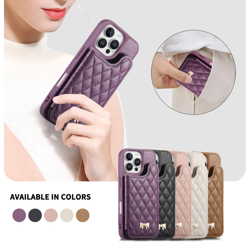 Compact Fragrance Leather Wallet Phone Case with Mirror and Card Holder