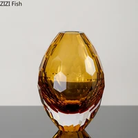 Hexagonal Texture Glass Vase Transparent Flowers Pots Desk Decoration Flower Arrangement Round Floral Vases Room Aesthetic Decor 1