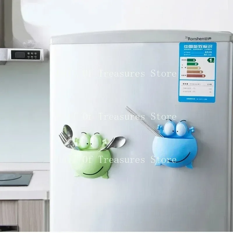 Wall mounted toothbrush holder with children's suction cups, toothpaste storage room, cute frog pattern, cartoon, house, T1