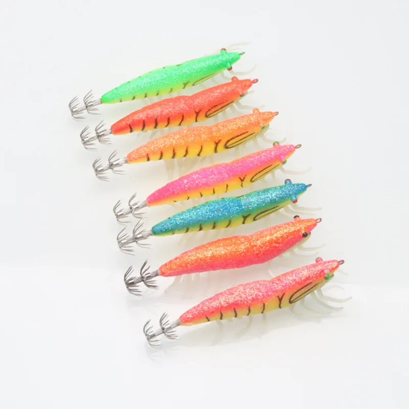 

3.5# Sound Bead Soft Foot Simulation Wood Shrimp Night Glow Squid Hook Ink Fish Hook Lobster Fluorescent Road Sub Fake Bait Hook