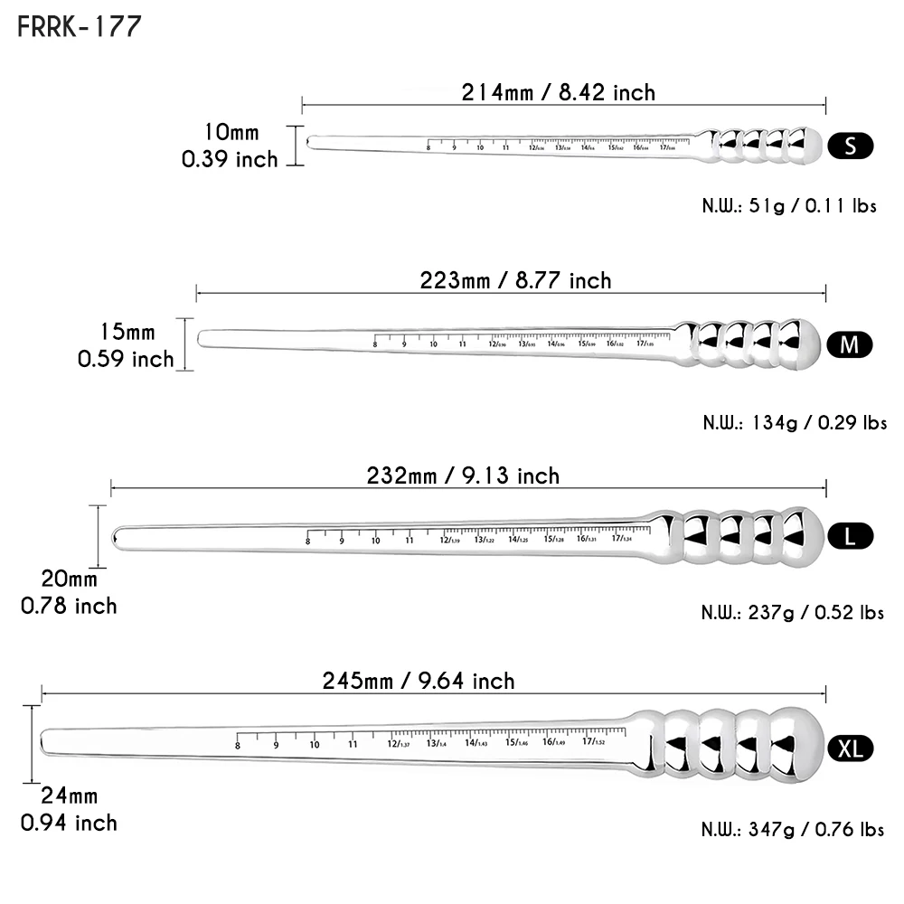 FRRK Metal Penis Plug Male Catheters Sounds BDSM Sex Shop Adult Toys Cock Dilator Stainless Steel Urethral Sounding Tool for Man