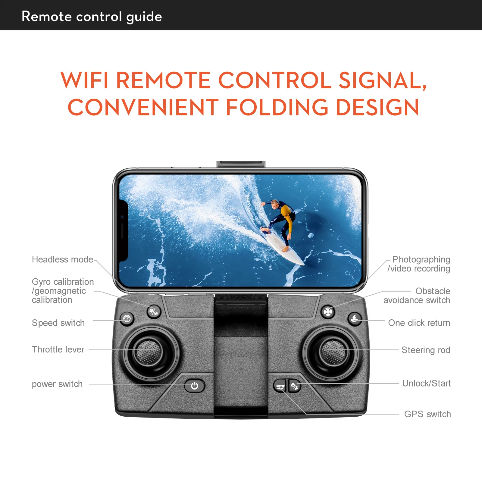 KBDFA LS58 Drone, remote control guide wifi remote control signal, convenient folding design headless mode