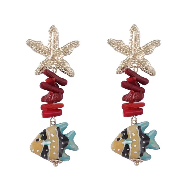 Cute Octopus Drop Earrings Marine Design Resin Copper Alloy Jewelry