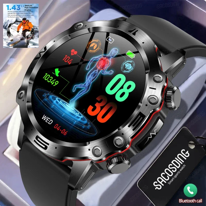 

2024 ECG+PPG Health Sport Smart Watch 466*466 AMOLED 1.43 Inch Screen BMI Body Fat Blood Composition Heart Rate Call Smartwatch