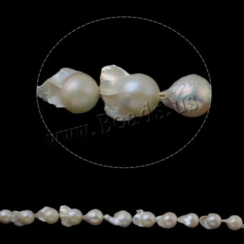 

15-17mm High Quality Natural Freshwater Big Pearl Baroque Irregular Teartail Pearl Natural White Hole 2mm Lady DIY Jewelry 15.3"