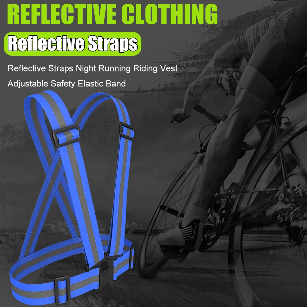 Reflective Safety Vest Reflective Straps Safety Vest High Visibility Outdoor Reflective Belt Reflective Running Vest for Night Running Jogging Walking Cycling