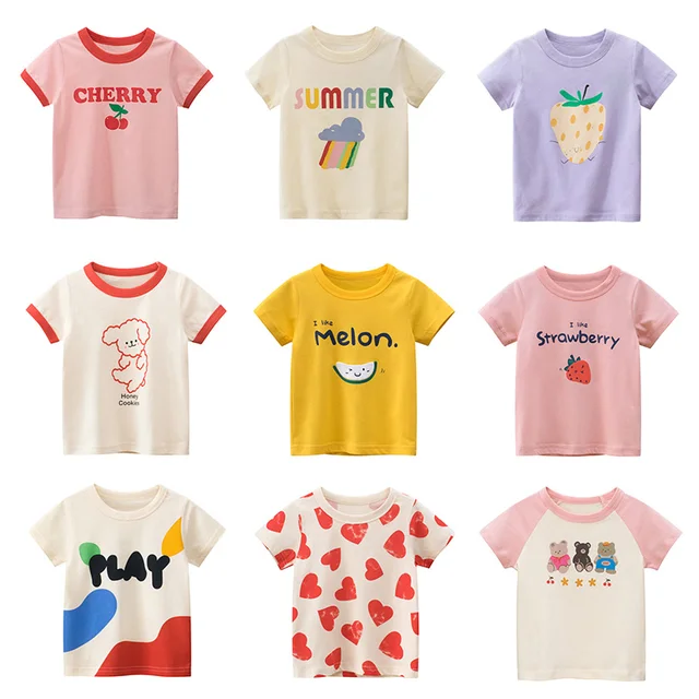 2025 été 2-8 ans enfants fille manches courtes T-shirts imprimé petite fille haut bébé fille T-shirts enfants enfant en bas âge fille vêtements 1