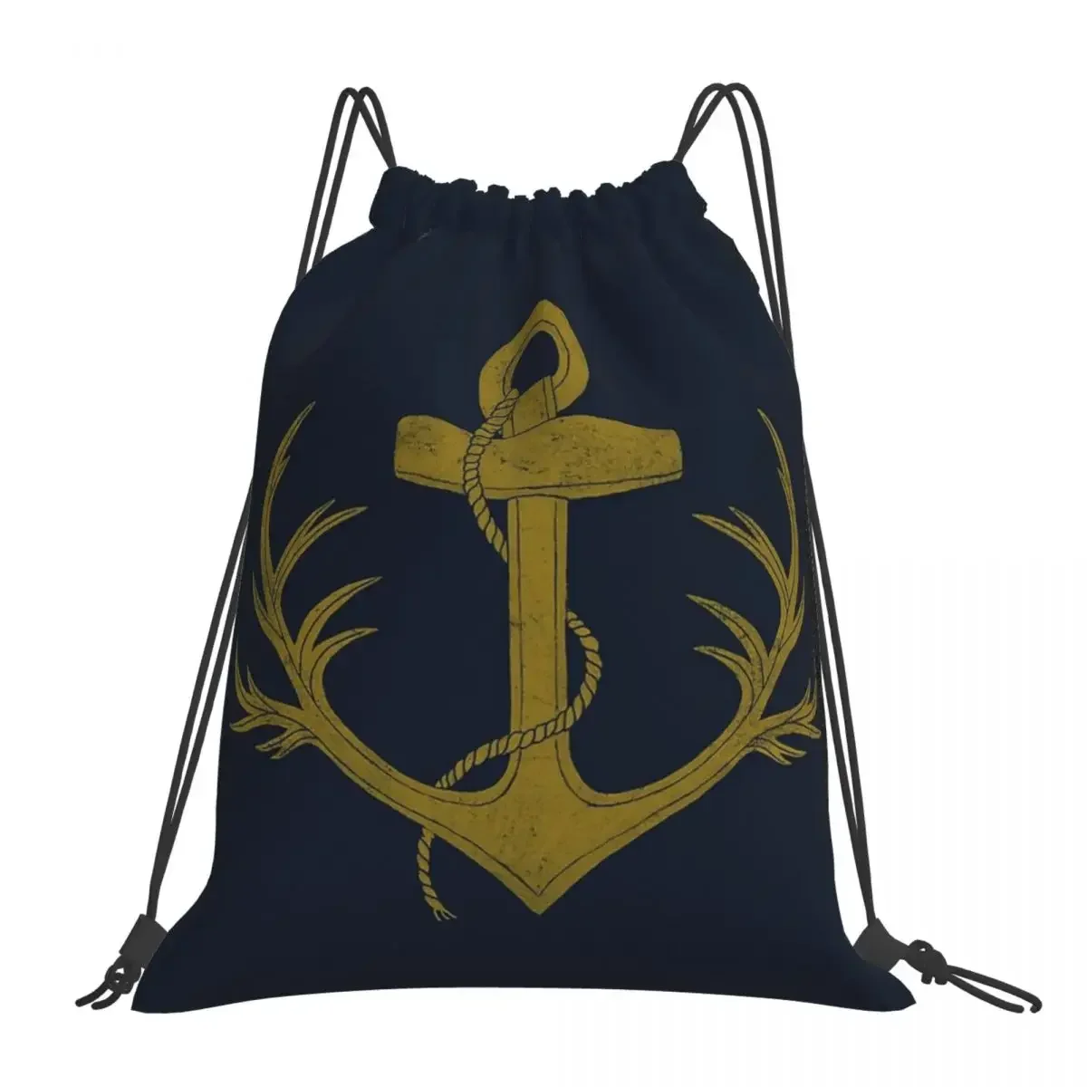 

Antlered Anchor Backpacks Casual Portable Drawstring Bags Drawstring Bundle Pocket Sports Bag Book Bags For Travel Students