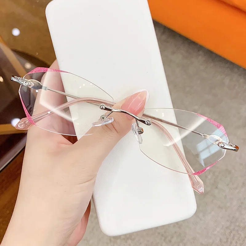 Zilead Framless Lady's Myopia Glasses Women Fashion Diamond-cut Anti Blue Light Jelly Nearsighted Lens Eyeglasses 0-1-1.5-2...-5 4