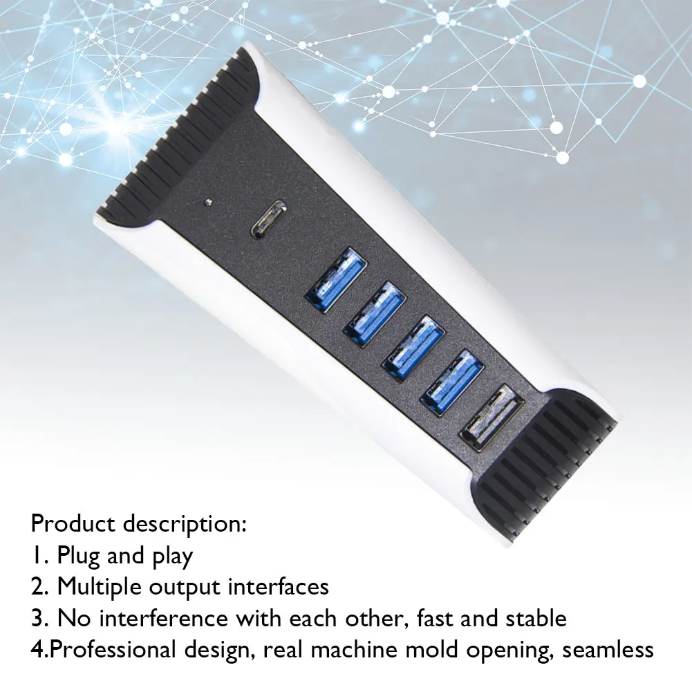 USB 허브 분배기 확장기 허브 어댑터, 플레이스테이션 5 PS5 용, 1-5 USB2.0, 5 포트