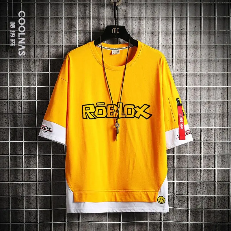 Cartoon Game Anime Peripheral ROBLOX Virtual World Short-sleeved T-shirt  Men's Trend Splicing Loose Half-sleeved Clothes - AliExpress