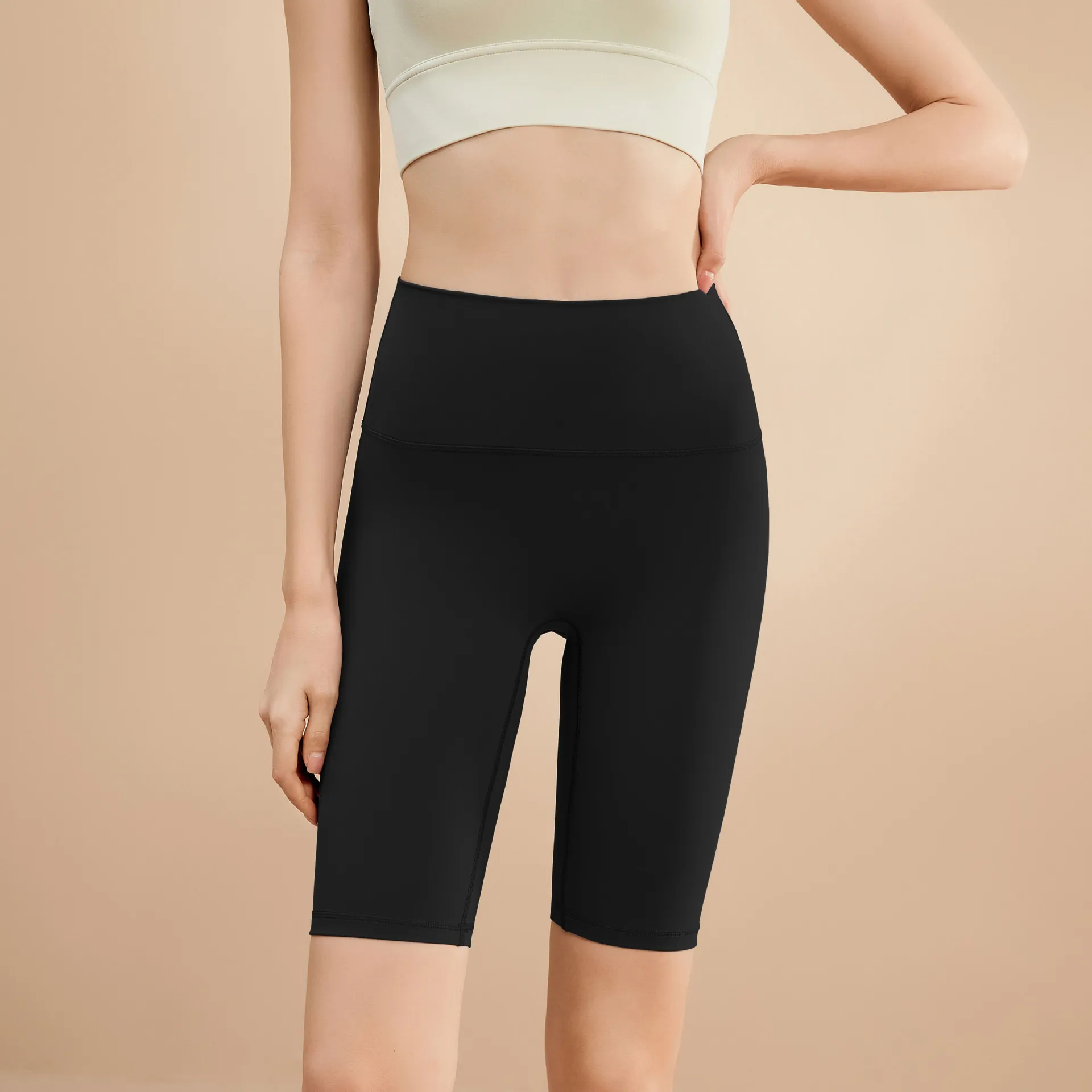 Quick-drying Nude Yoga Shorts Women's Five High Waisted Hip Lifting Stretch Sports Fitness Cycling Skinny Fitness Pants Gym 2