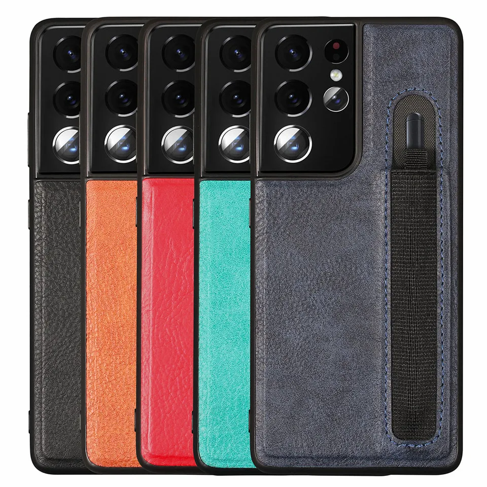 Leather Case with S PEN SLOT For Samsung Galaxy S21 Ultra PU
