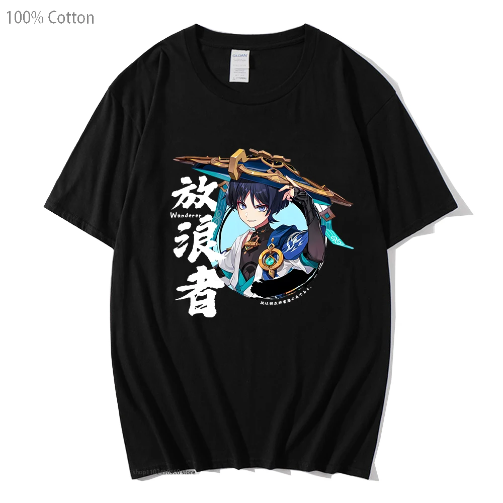 

Футболки Ayaka Kamisato для мужчин, футболки с принтом Genshin Impact, одежда в стиле Харадзюку С мультяшным принтом из игры, 100% хлопок, уличная одежда для мужчин