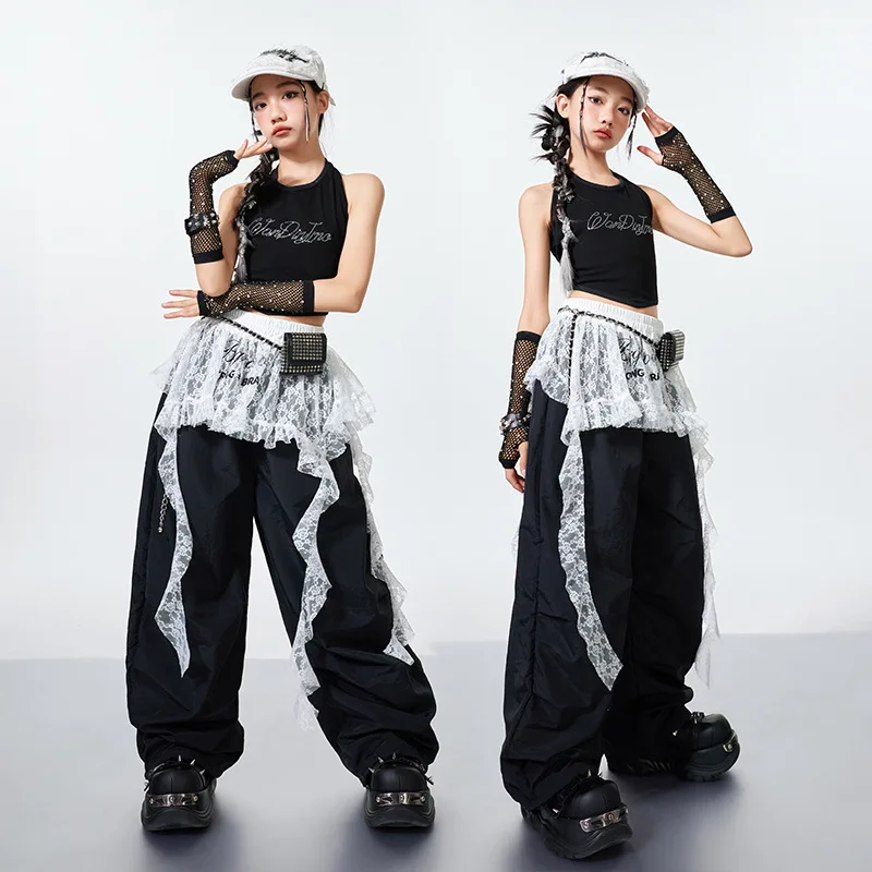 Girls Kpop Jazz Dance Clothing Hip Hop Performance Suit Summer